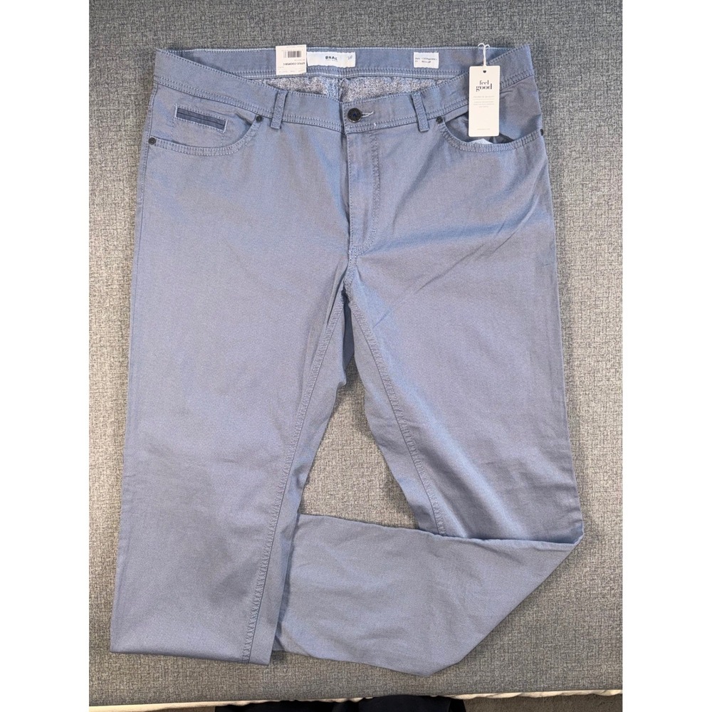 NWT New Brax Feel Good Cooper Fancy Regular Fit Tritone Cotton Blue Pants 40X34 - Picture 2 of 15